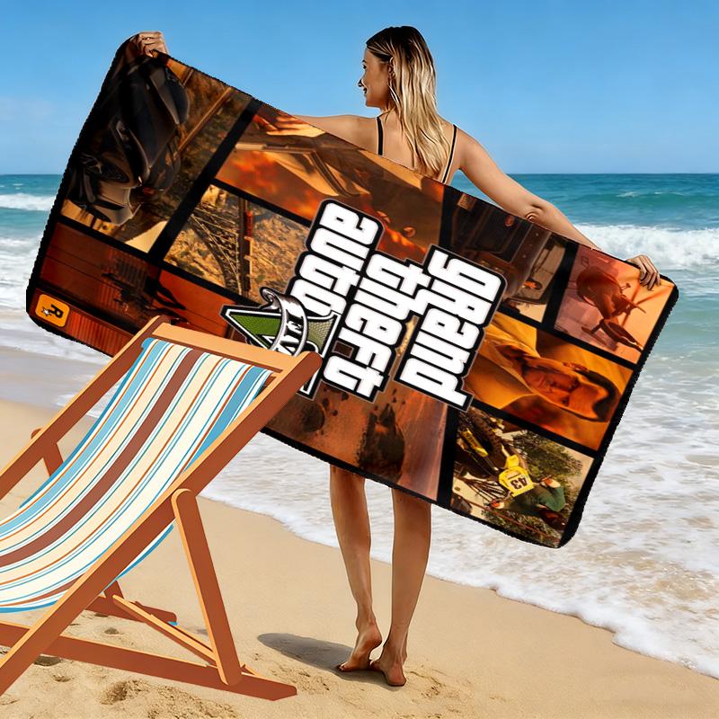 Grand Theft Auto V: Asciugamano da spiaggia Crime Chaos Asciugamano da spiaggia per foto vacanza Portatile per viaggio nuoto mare asciugatura rapida asciugamano da nuoto