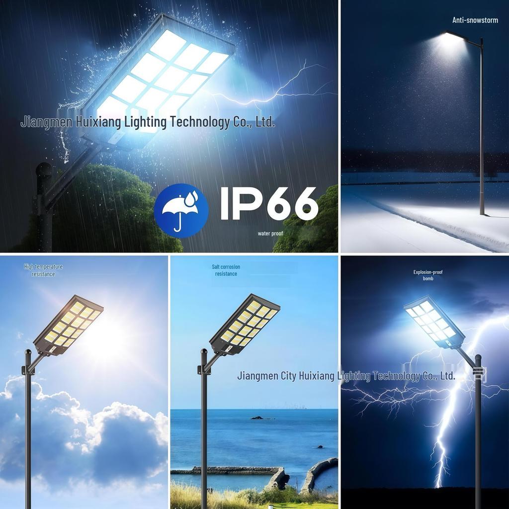 Solar Street Light with Three-Sided Illumination & Remote Sensor - Waterproof Courtyard Wall Light
