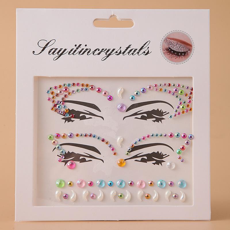 Crystal Tattoo Sticker Glitter Eyeliner Eyebrow Makeup Face Eyes Diamond Temporary Tattoo Rock Rhinestone 3D Eyeliner Stickers