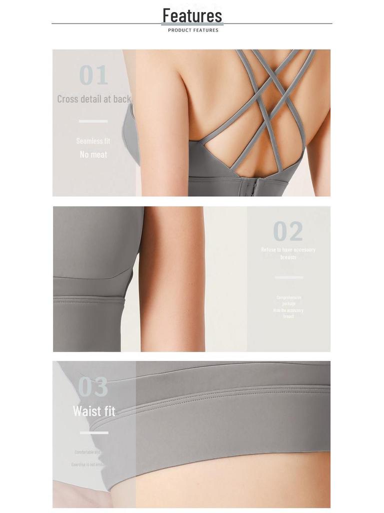 Juyitang Women's Adjustable Cross-Breasted Shockproof Sports Bra