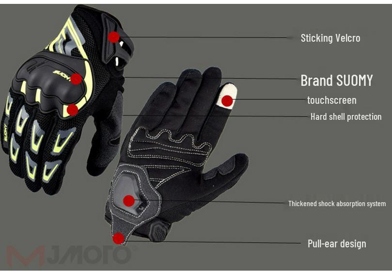 Herren Ganzjahres Dünne Atmungsaktive Vollfinger Motorradhandschuhe für Fahren und Rennen