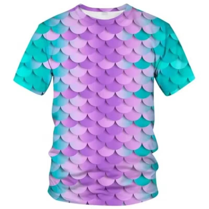 Funny Fish Scale Pattern 3D Print Tshirt Men and Women Summer Fashion Personality O Neck Short Sleeve T Shirt Casual Tee Top