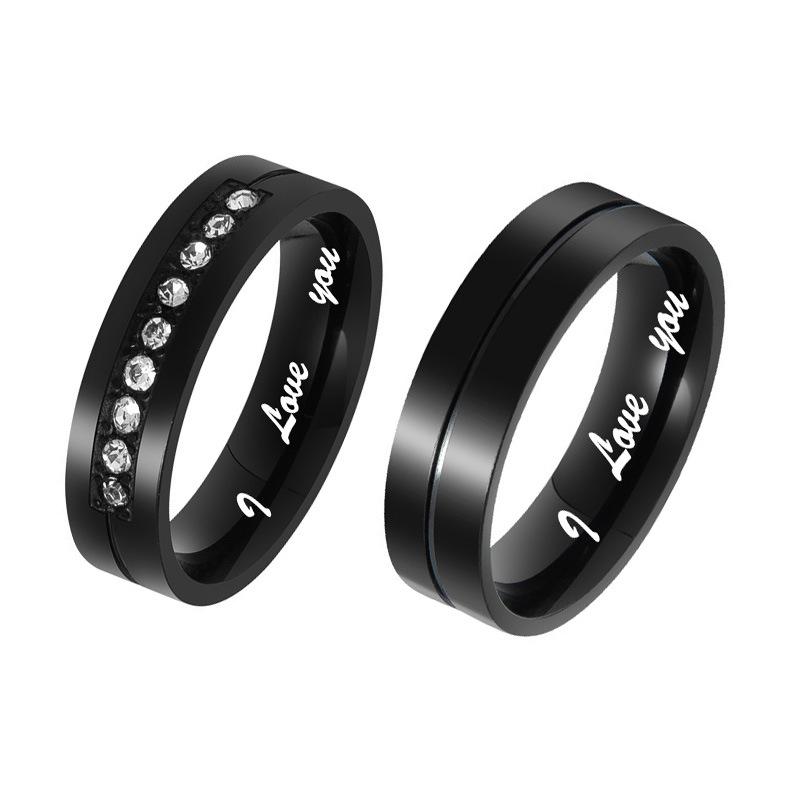European and American Fashion Titanium Steel Zirconia "I LOVE YOU" Couple Rings