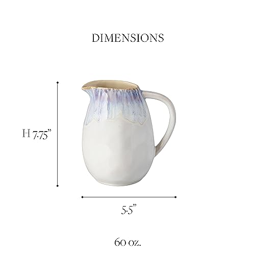 Officially Imported Costa Nova Brisa Pitcher, GOZ201W, Large Capacity, Approx. 1.76L, Microwave and Dishwasher Safe, White