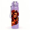 1PC Woman Head Color Art Portrait Print 750ml Color Plastic Sports Water Bottle Leakproof Flip Straw Lid Suitable for Sports Office Home Use