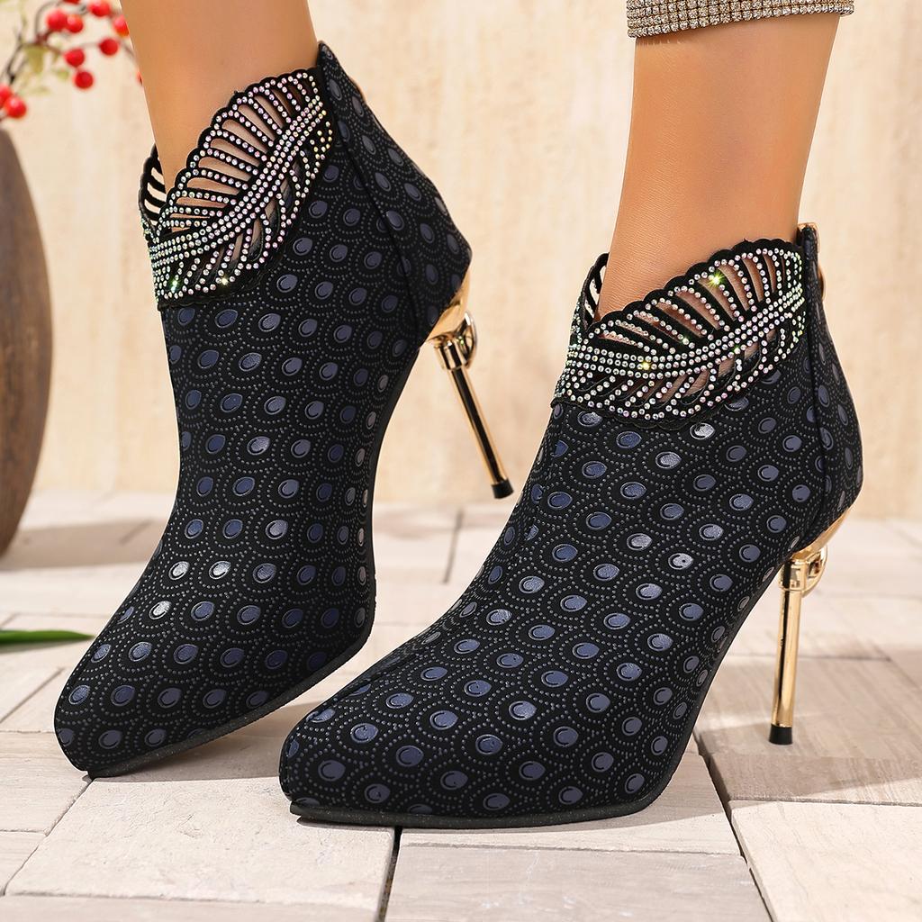 Módní dámské boty na vysokém podpatku, nové reliéfní kožené kotníkové boty, dámské boty na nízkém podpatku, párty boty, venkovní luxusní boty na vysokém podpatku, dámské boty