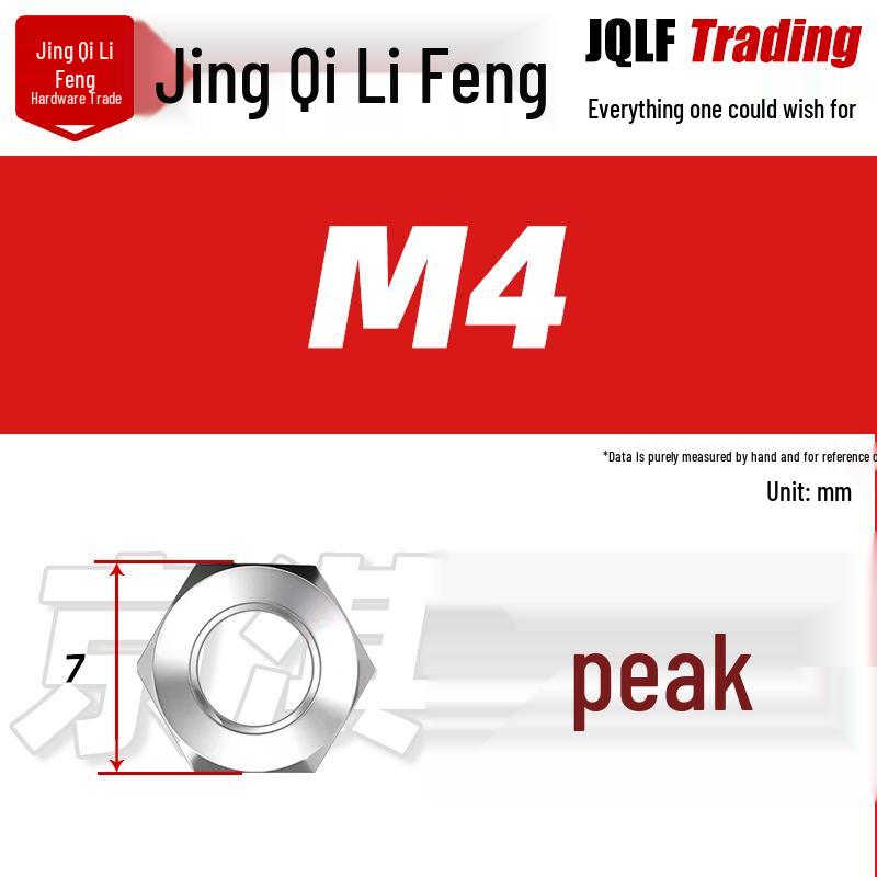 201 Stainless Steel Hex Nut: M3–M56 Fine Thread Thickened Nut