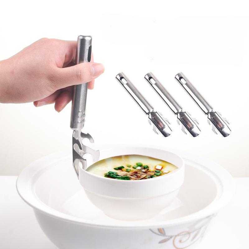 Kitchen Anti Slip Grab Plate Clamp Stainless Steel Steaming Pot Clamp Tool Beer Bottle Opener Anti Scalding Bowl Clamp Hangable