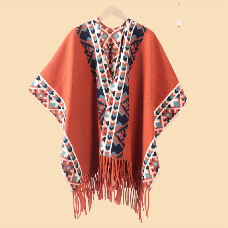 Simple ink painting shawl women with high-end fashion cape jacket autumn and winter high-end imitation cashmere scarf