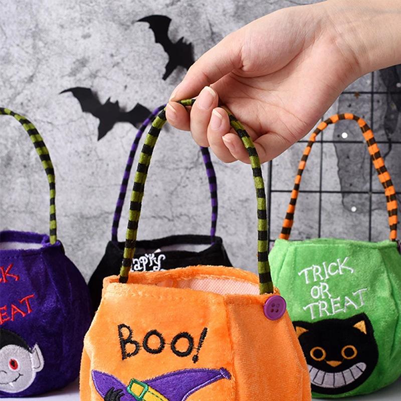 New Halloween Candy Bag Decorative Portable Pumpkin Handbag Candy Cloth Gift Bags Halloween Party Supplies