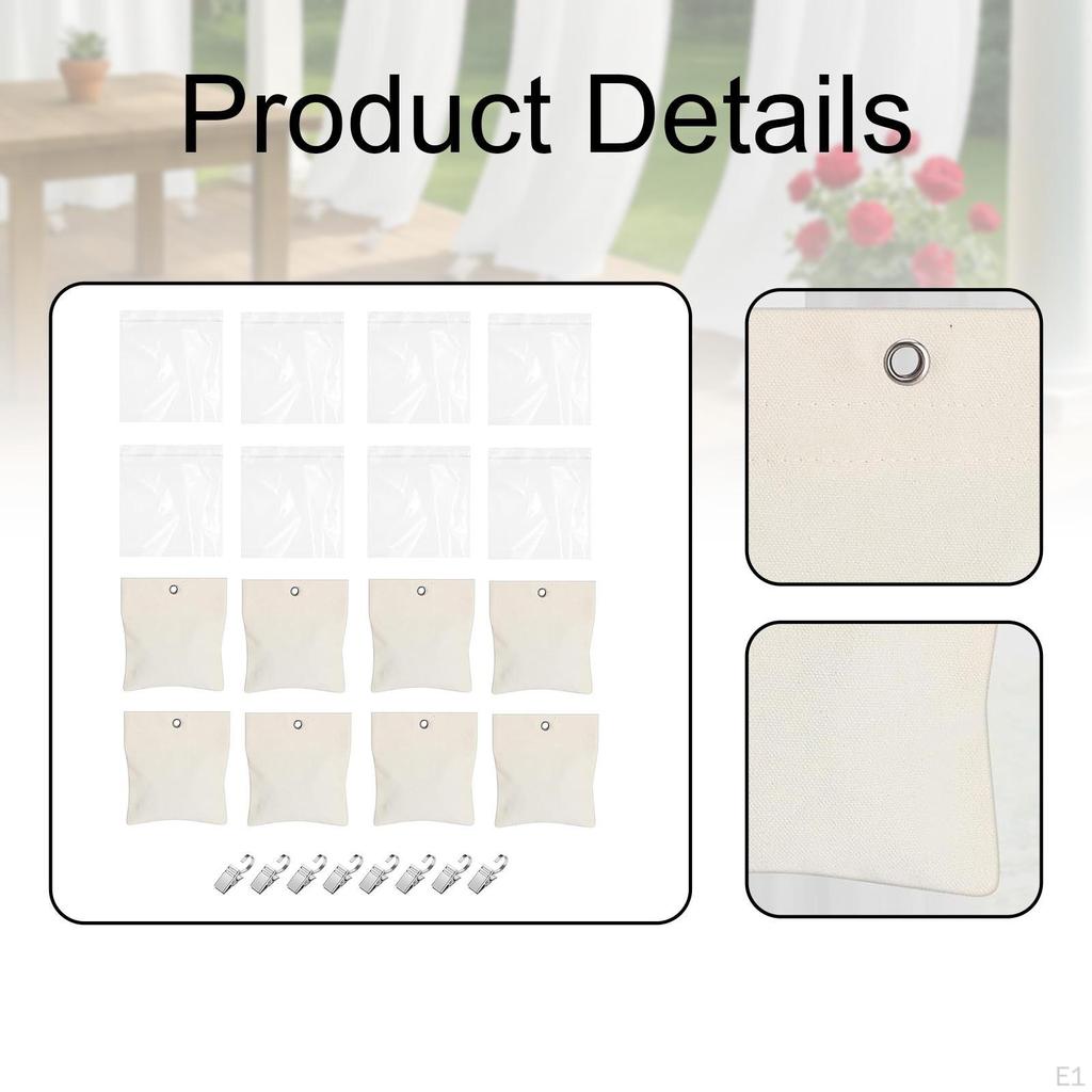 8x Curtain Weight Bags Empty with Clear PE for Wind Clip on Unfilled Tablecloth Garden