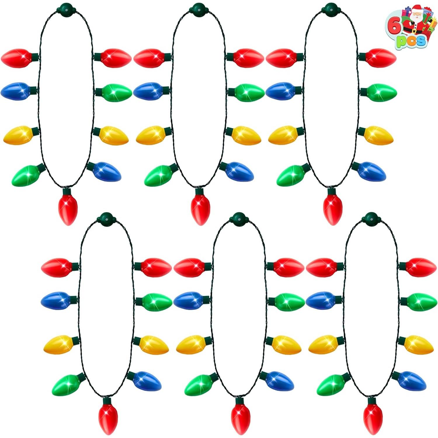 

JOYFY 6 шт. Рождественские светодиодные светящиеся ожерелья с лампочками, светодиодное ожерелье с 9 лампочками, праздничные рождественские аксессуары для костюма для рождественской вечеринки 21 inch