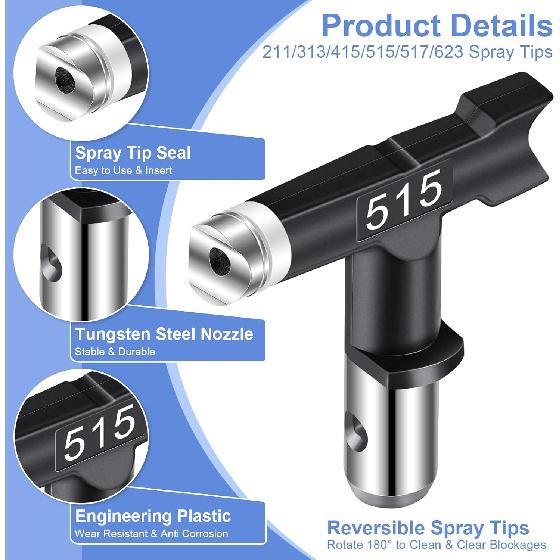 Airless Paint Sprayer Gun, 14 Pcs Airless Spray Gun Kit Paint Sprayer Gun with 6 Pcs Reversible Spray Tips & 6 Pcs Filter & Nozzle Seat for Airless