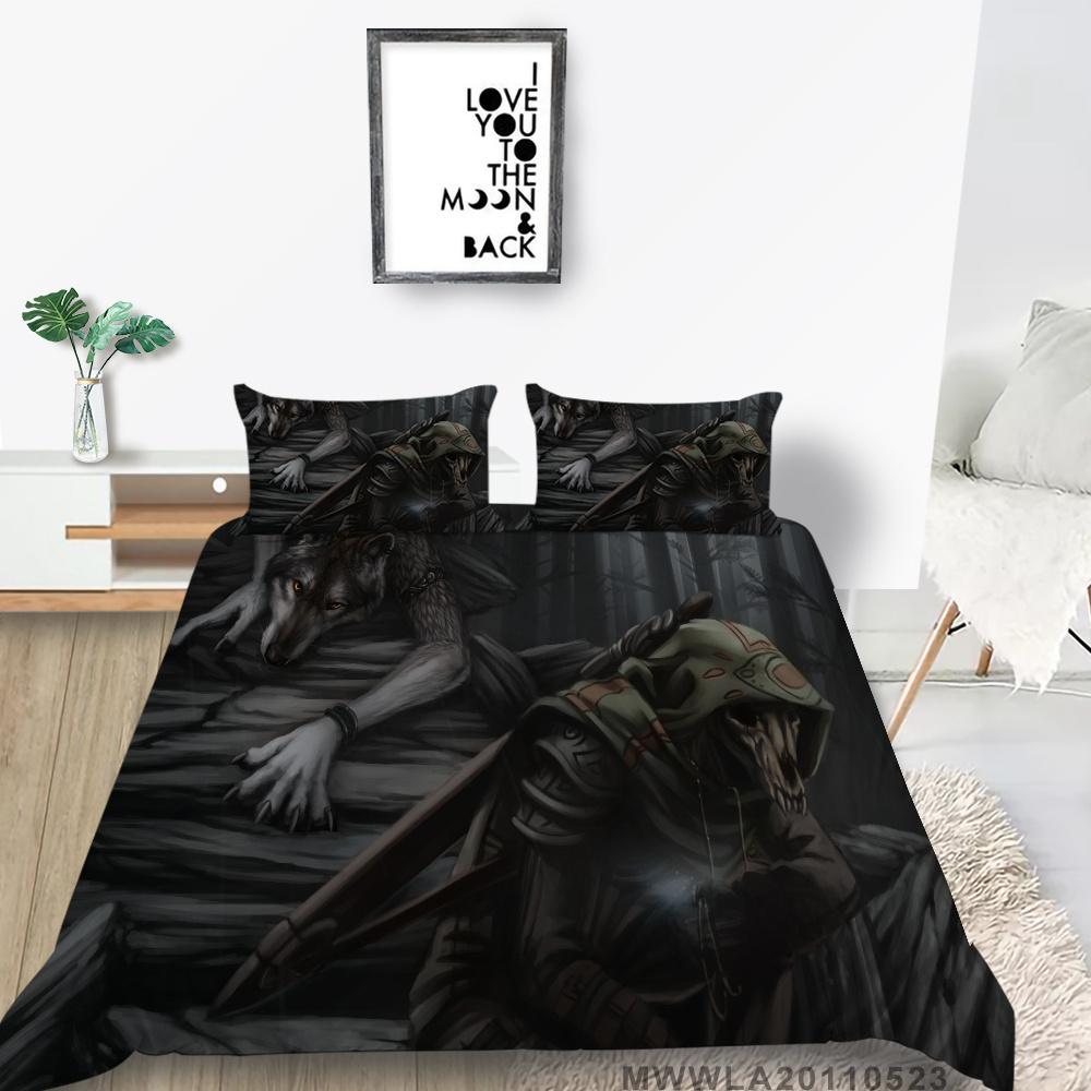 2023 New Style King Size Bedding Animals Home Bedclothes High Quality 3D Wolf Printed Luxury Comforter Cover Set with Pillowcase