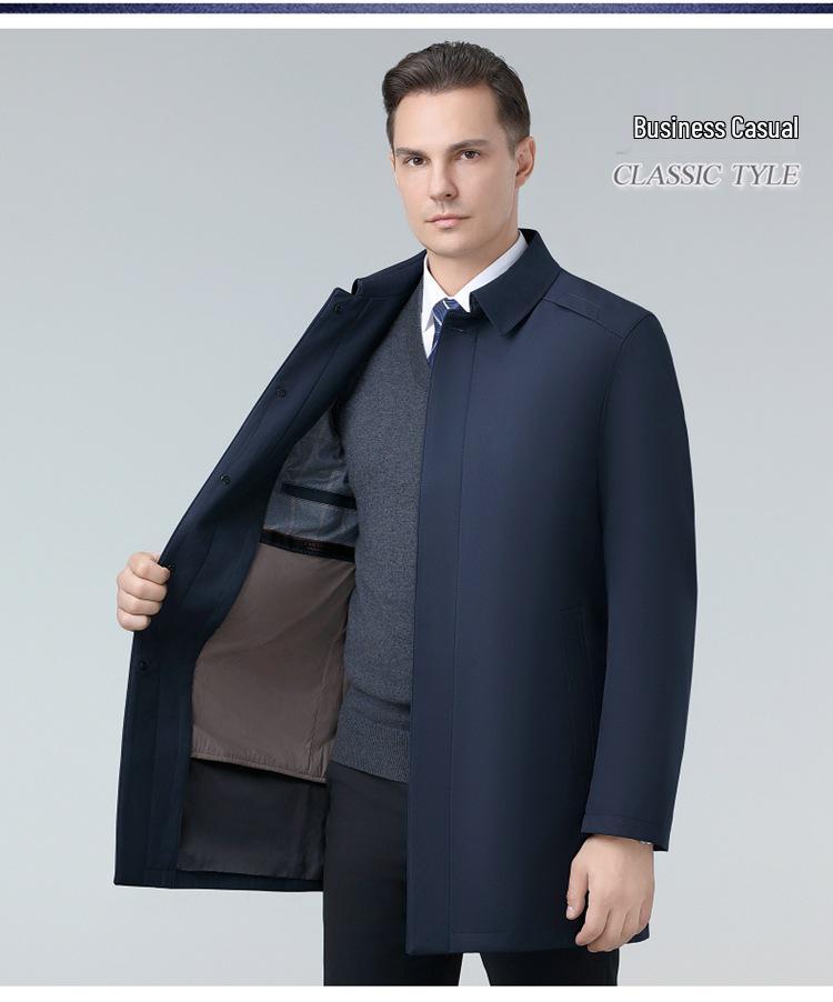 2024 Men's Mid-Length Lapel Coat: High-End Spring/Autumn Business Casual Windbreaker