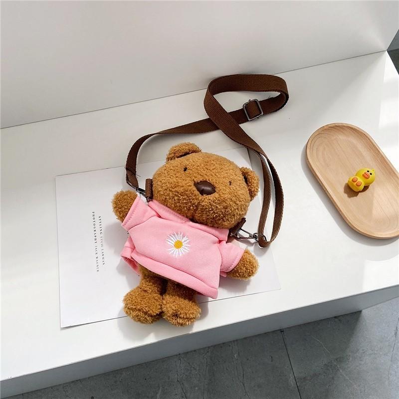 Adorable Plush Shoulder Bag For Kids Cute Teddy Bear Crossbody Mini Purse