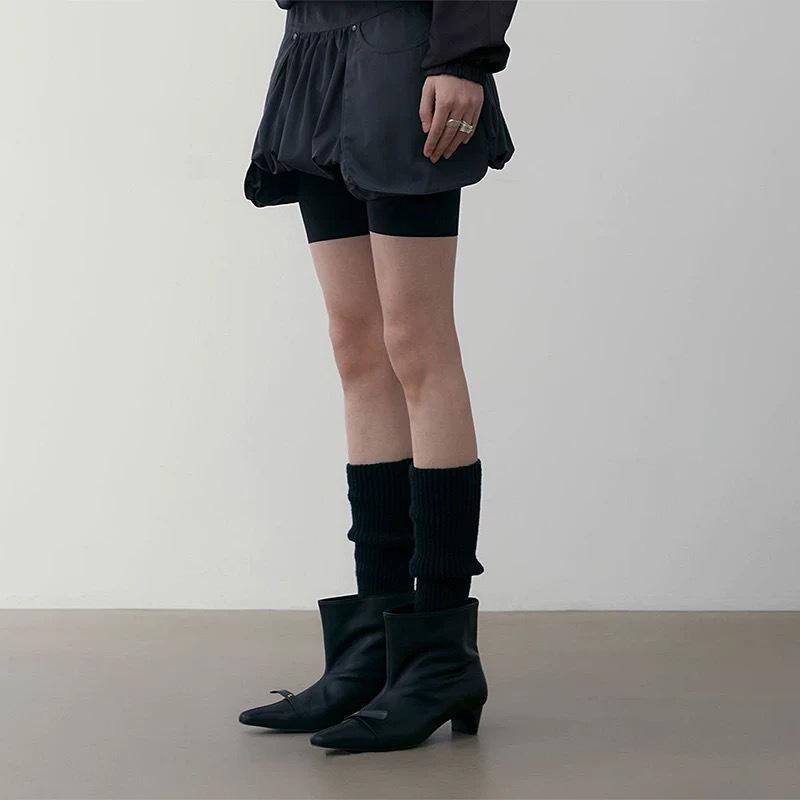 Leather Niche Maillard High-heeled Short Boots Women's 2025 New Autumn and Winter Wide Tube Small Square Head Medium Tube Boots Martin Boots