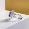 Tancise Jewelry 925 Sterling Silver Ring Female Joker Luxury Personality Egg-shaped Sapphire Luxury Diamond Ring.