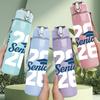 1PC Class Of 26 Senior Script Art 750ml Color Plastic Sports Water Bottle Leakproof Flip Straw Lid Suitable for Sports Office Home Use