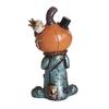 Halloween Pumpkin Doll Statue Horror Resin Pumpkin Skull Figurine for Home Office Table Shelf Mantel Decor