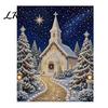 DIY Christmas Gift Ideas Faux Pearl Art Kit, Church Painting Jesus Textured Wall Holy Family Decor Craft Kit for Adults, Handmade Holiday Stocking