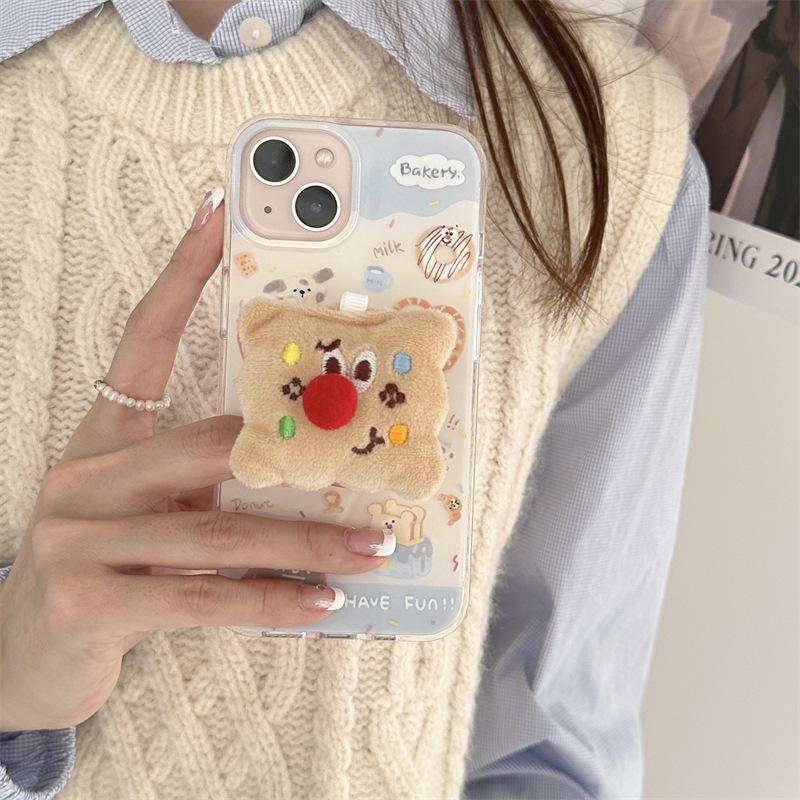 Cute cookie and bread animal case suitable for iPhone 17 Pro Max, Apple 16, 14, 15, double-layer, girly style