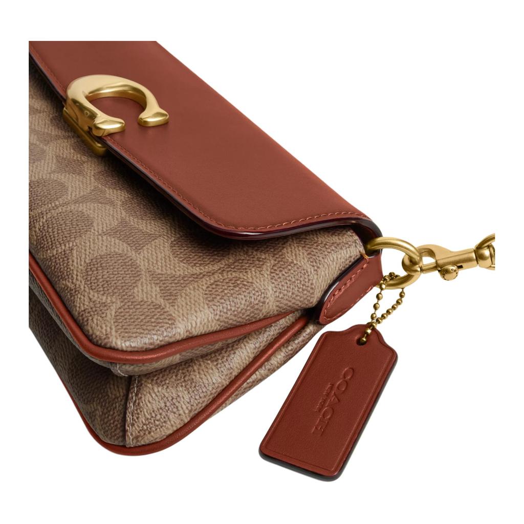 Coach Jet 25 Logo Vintage Leather Tote Crossbody Shoulder Bag Medium Women bags Brown CBA83-B4XHG