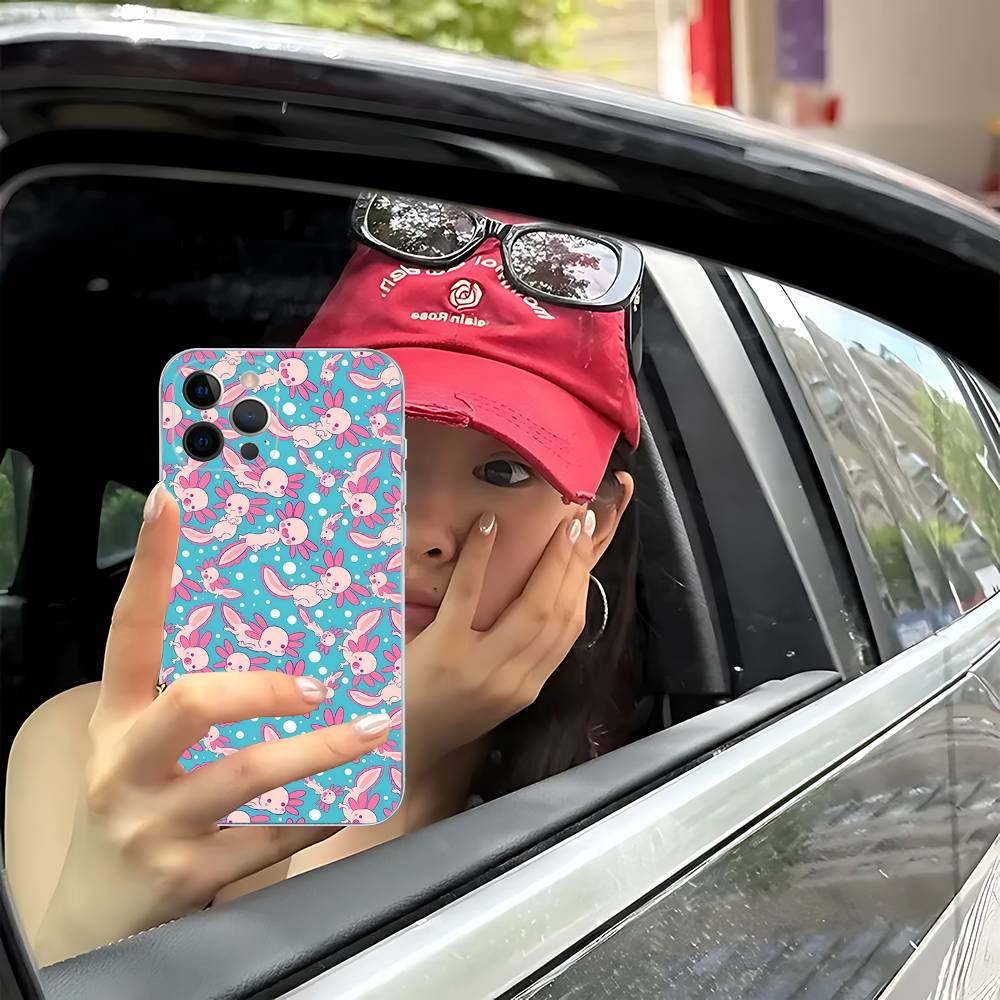 Cartoon Axolotl Cute Transparent Soft Phone Case For IPhone 15 12 14 16 17 13 Plus 11 Pro Max 13 Pro