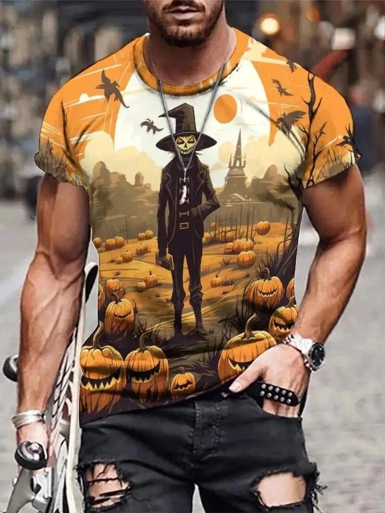 New Halloween Style 3D Digital Pattern Print Graphic T-shirt
