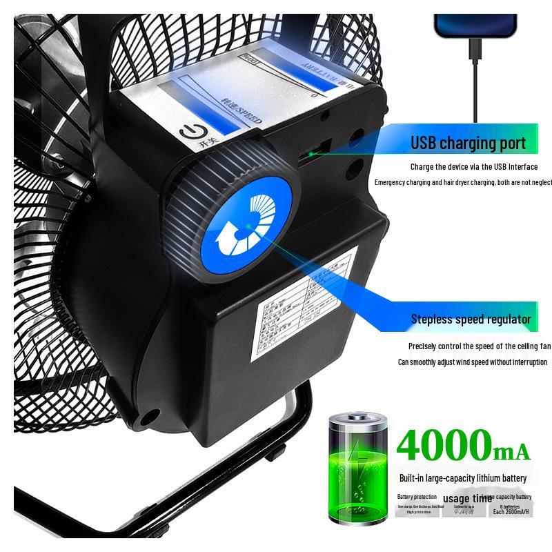 Portable Solar-Powered DC Cooling Fan for Indoor & Outdoor Use