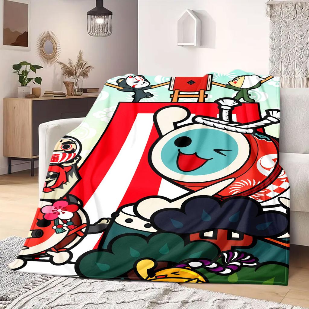 Taiko Cartoon Characters Travel Picnics Flannel Blanket for Bedrooms Sofas Beds Chairs Home Decor Great Gift Idea All Seasons