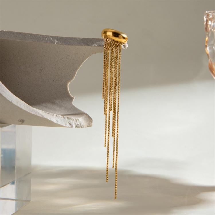 Unique Tassels Ear Clip Earring Stainless Steel Ear Cuff for Women Waterproof Party Jewelry Allergy Free Accessory