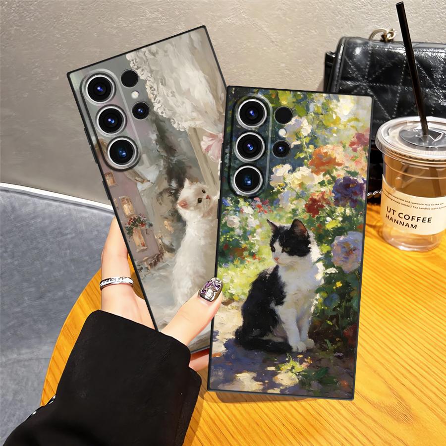 Handyhülle Case für Samsung Galaxy S26 Ultra S23 S24 S10 S9 S21 FE Note 20 8 9 10 S20 Ultra S25 Plus Cartoon Süße Katze