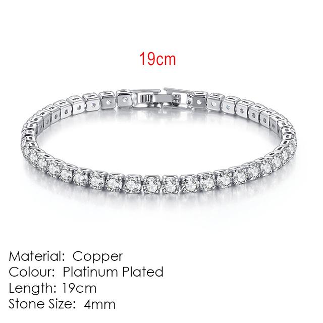 Silver Color 2.5/3/4/5mm Zircon Tennis Bracelet For Women Men Dazzling Crystal Hand Chain Wedding Gift Punk Fashion Jewelry