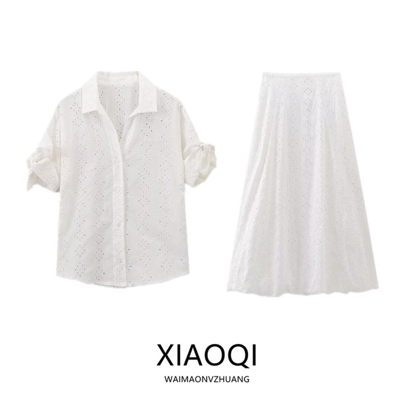 Women's Clothing Fashion Style Cut Out High Waist Bubble Skirt Embroider