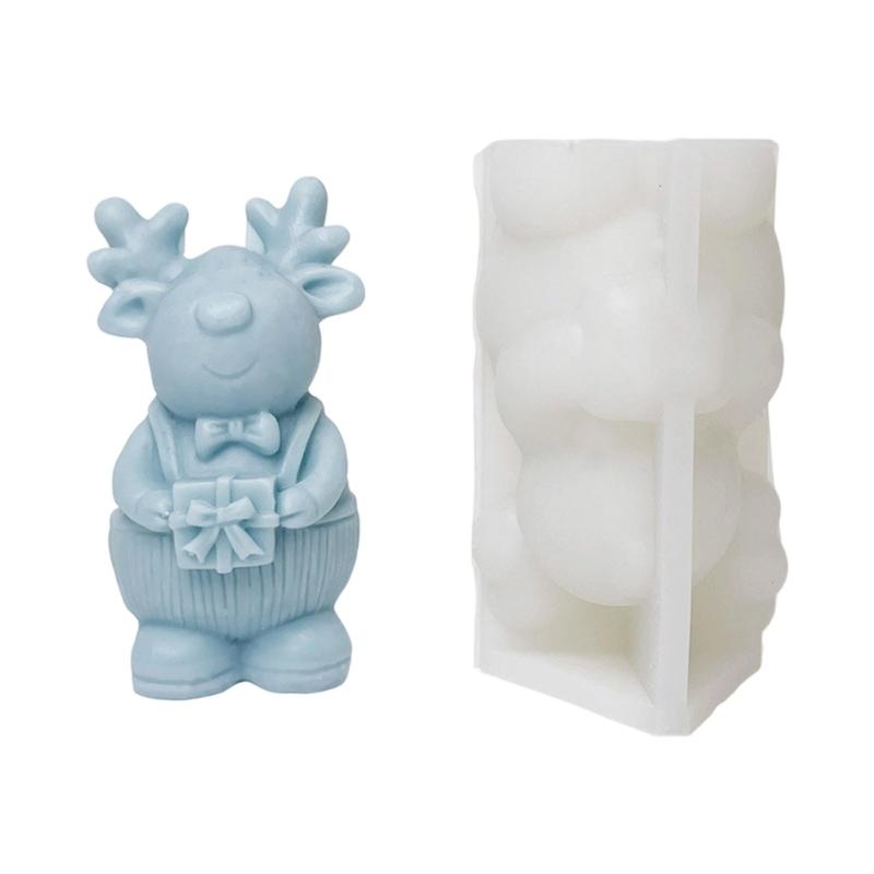 Sturdy Food Grade Silicone Candle Making Mould With Christmas Tree and Reindeer Designs