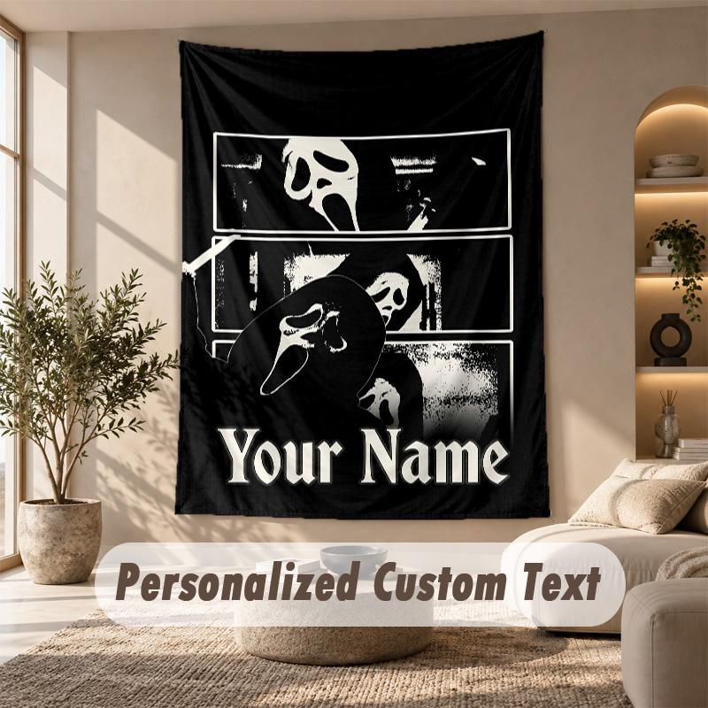 Tapestry Custom Name Text, Wall Hanging Tapestry Home Room DecorScream Ghostface