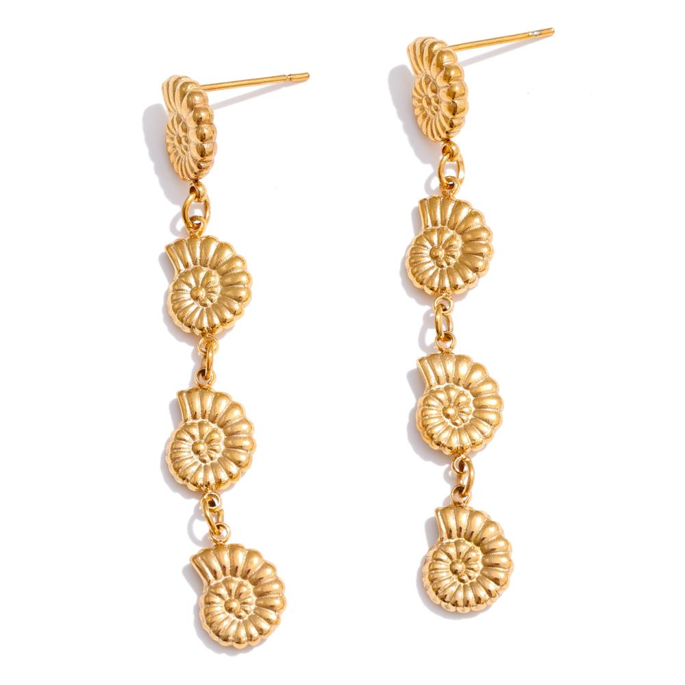 

Yhpup Ocean Style Metal Conch Long Hanging Drop Earrings Golden Stainless Steel Holiday Beach Summer Daily Jewelry New