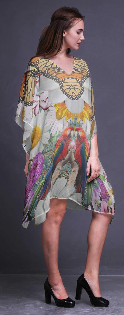 Phagun Short Caftan Midi Dress Beach Swimwear Cover Up Womens Kaftan-4X-5X