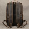 Vintage Travel Backpack leather double zipper bagpack male crazy horse leather backpack handmade leather travel bag men bag