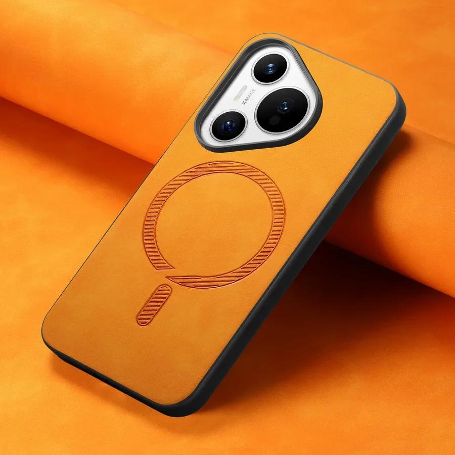 For Pura 70 Ultra 70pro Plus Luxury Business Leather for Magsafe Magnetic Wireless Charging Cover Huawei Pura 70 Pro+ Protection Bumper