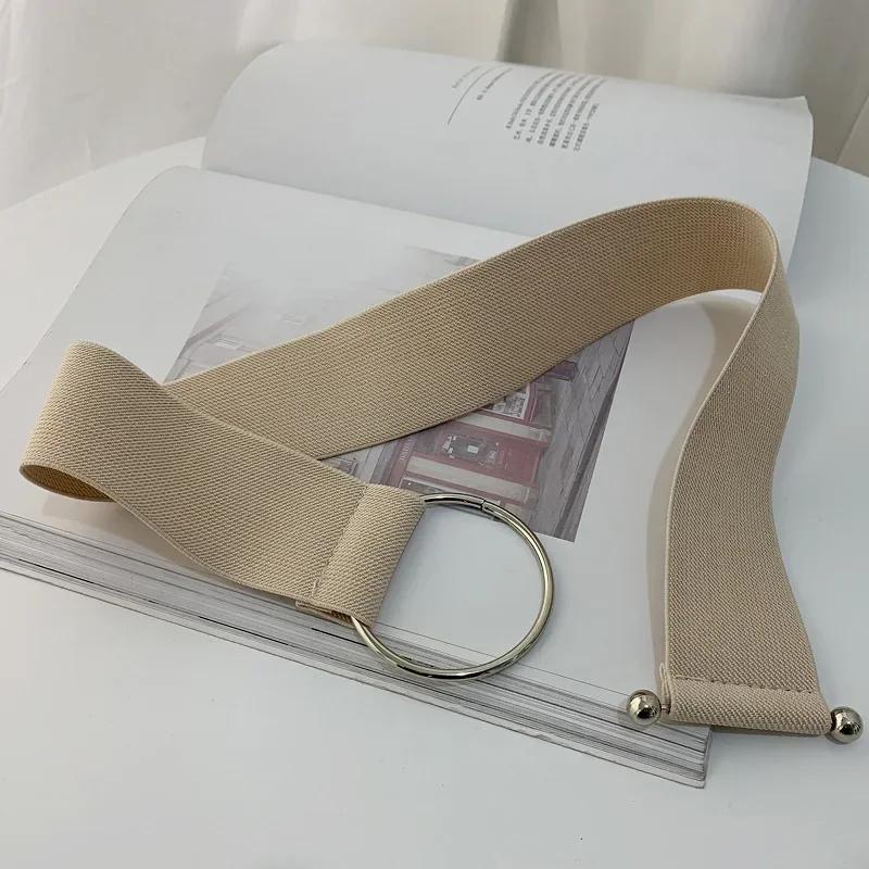Solid Color Belts for Women Simple Waistband Sweater Corset Coat Seal Elastic Wide Round Buckle Decoration Dress Accessories