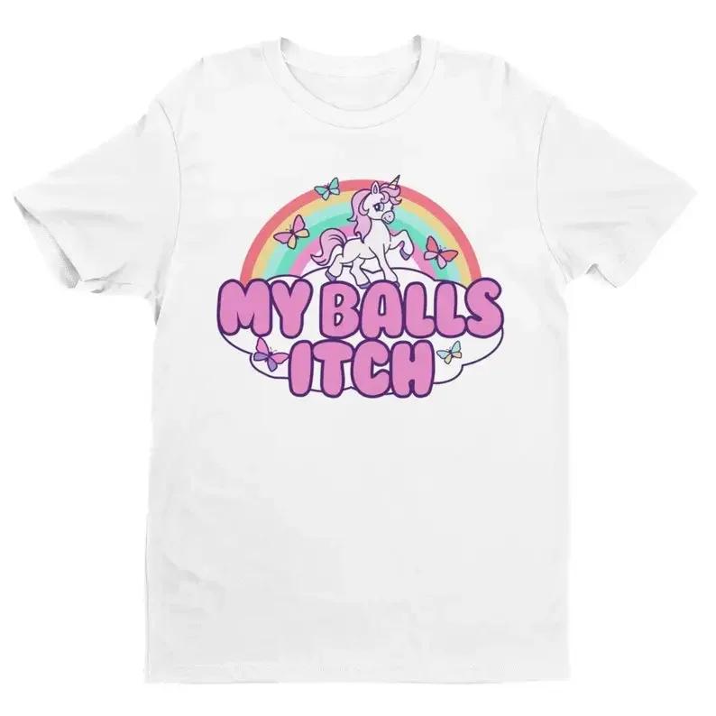 

Funny Meme Tshirt My Balls Itch Ironic Unicorn Rainbow Offensive Tshirt Cringe Weird Dank Meme Tee Inappropriate Quote Y2K Joke 4XL