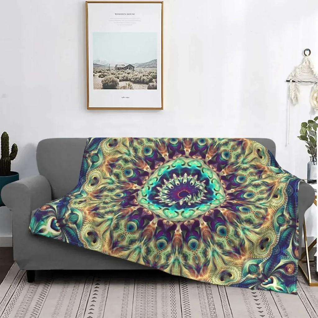 Flower of Life Sacred Geometry Star Cluster Flannel Blankets Print Mandala Religious Soft Throw Blankets for Sofa Plush Quilt