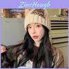 Expression Pattern Embroidery Knit Hat Women Autumn Winter Warm Thick Earmuff For Casual Outdoor Use