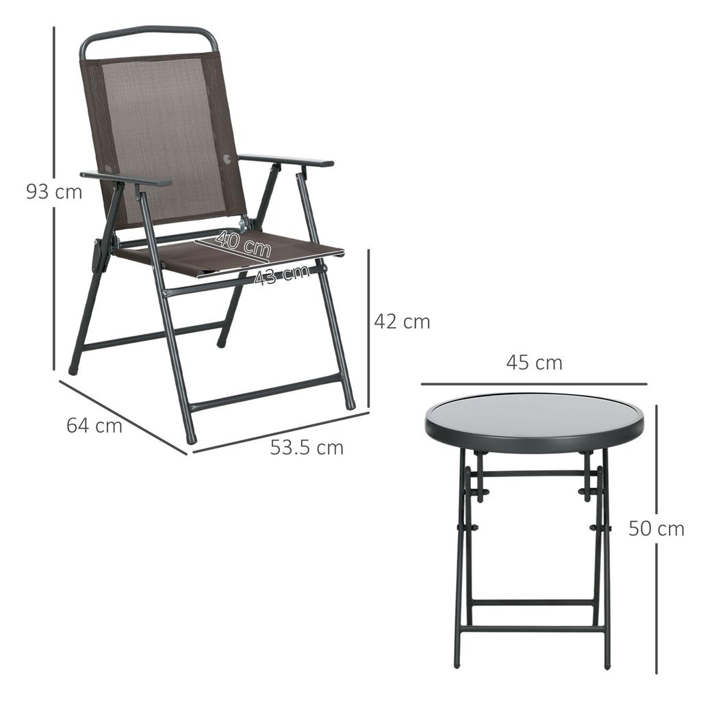 Three-Piece Garden Seat Set, with Glass-Top Table - Brown