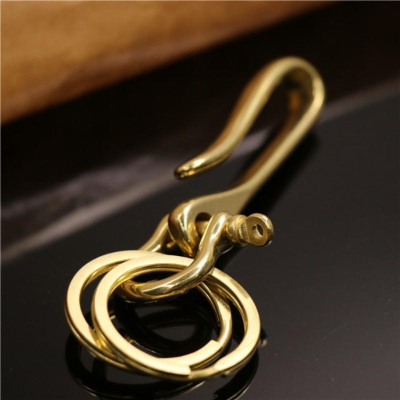 2Pcs U-shaped Hook Buckle Brass Horseshoe Buckle Chain Hook Buckle Car Key Chain Pendant
