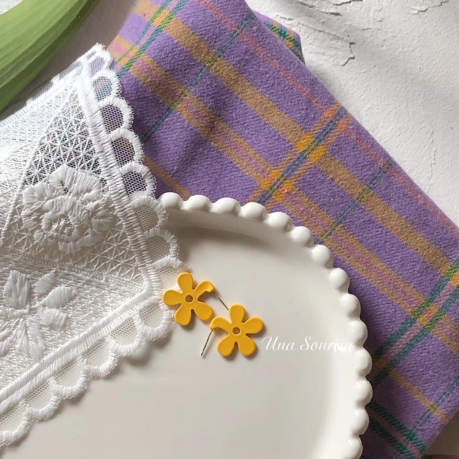 

Japanese and Korean simple purple flower earrings ins stylish girl summer versatile sweet Hyunya purple flower stud earrings