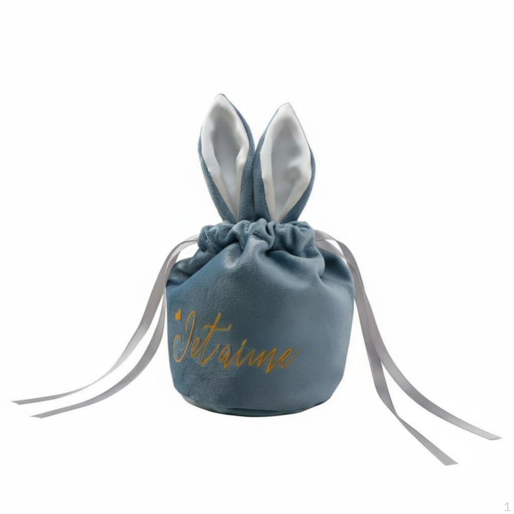 Wedding Candy Box, Plush Bunny Ear Favor Bag, European Gift Pouch, Party Decor Morandi Pink