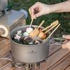 Titanium Camping Pot Set Portable Outdoor Cookware Hiking Backpacking Stove Compatible 1.2L 1.8L 2.4L Non-Coated